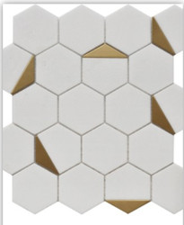 Roca Rockart Hexagon Thassos 12 x 13 Marble Mosaic